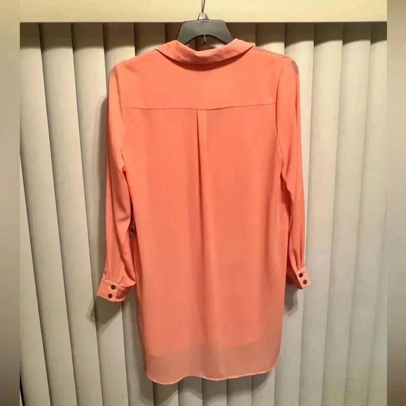 NWT VINCE CAMUTO Coral Tunic Button Front Hi Lo Hemline Blouse Shirt Dress Sz M - Picture 7 of 7